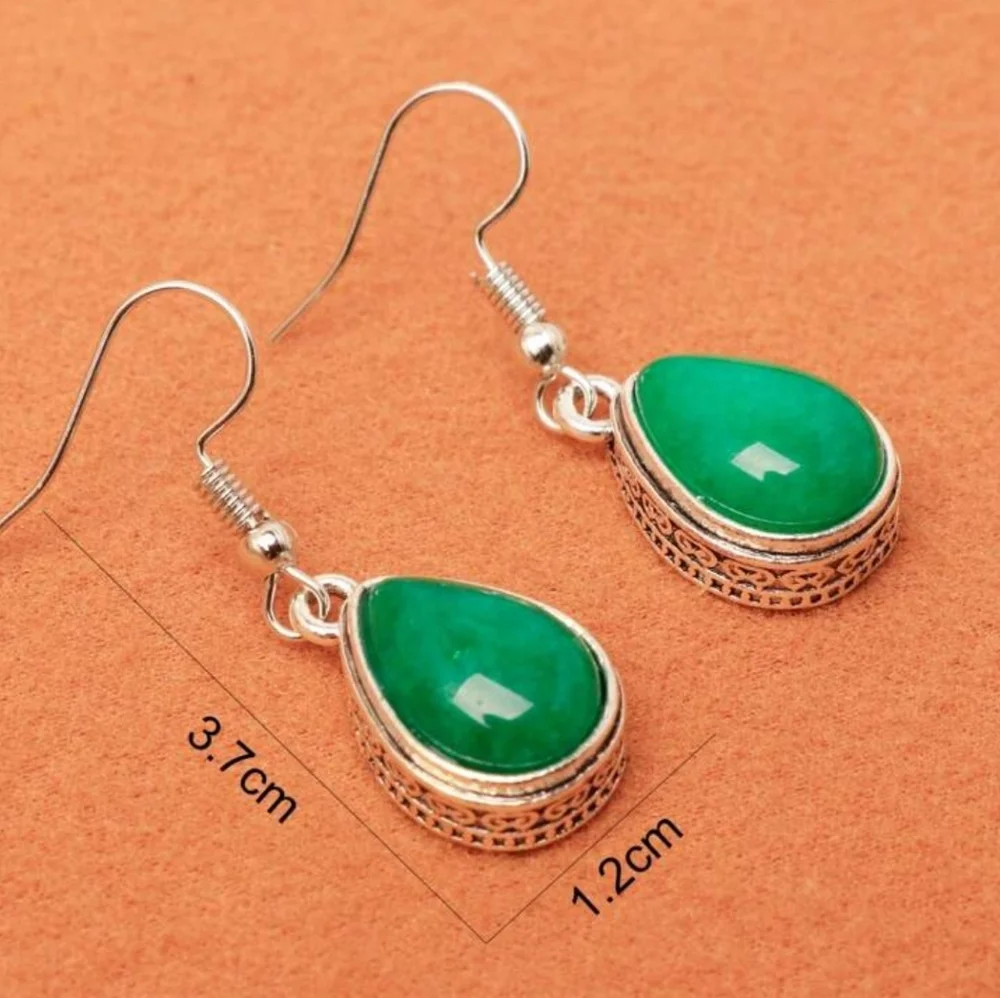Vintage Inspired Silver Plated Alloy Faux Emerald Earrings 2/$15‎ 3/$20 4/$25